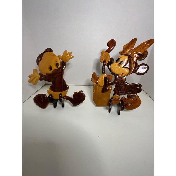 Pair of Disney Minnie Mouse Playing Instrument, Donald Duck Dancing, Wood Intars - Picture 11 of 16